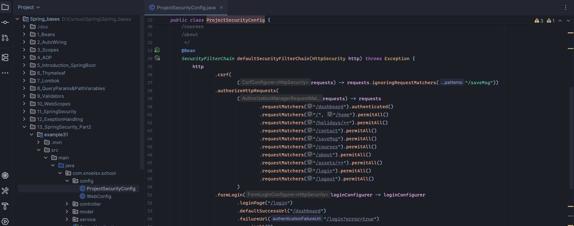 Screenshot of Bases of Java Spring